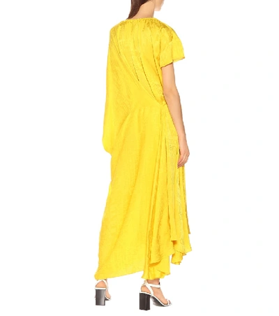 Shop Balenciaga Silk-jacquard Dress In Yellow