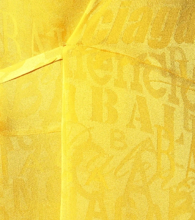 Shop Balenciaga Silk-jacquard Dress In Yellow