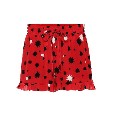 Shop Red Valentino Printed Silk Shorts In Red