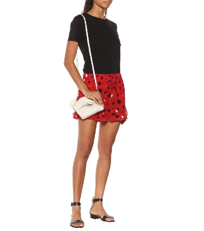 Shop Red Valentino Printed Silk Shorts In Red