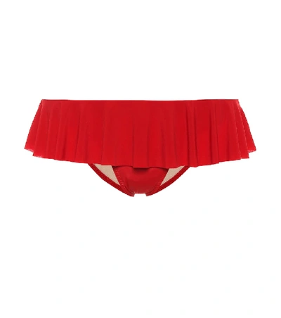 Shop Norma Kamali Ruffled Bikini Bottoms In Red