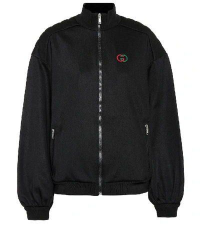 Shop Gucci Technical Jersey Track Jacket In Black