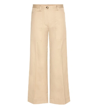 Shop Moncler Cotton Trousers In Beige