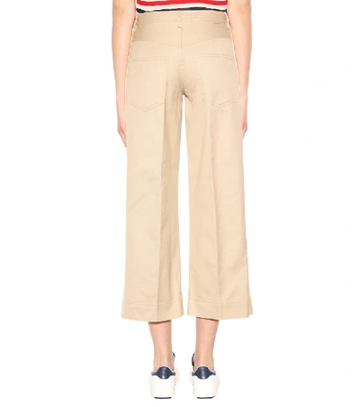 Shop Moncler Cotton Trousers In Beige