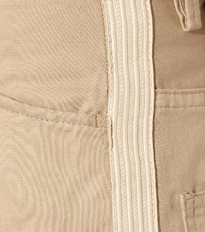 Shop Moncler Cotton Trousers In Beige