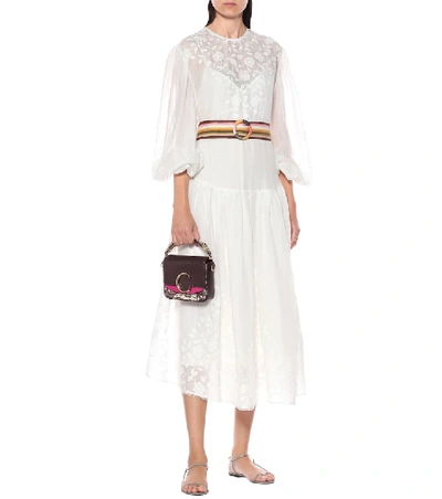 Shop Zimmermann Zinnia Appliqué Midi Dress In White