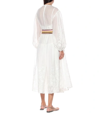 Shop Zimmermann Zinnia Appliqué Midi Dress In White