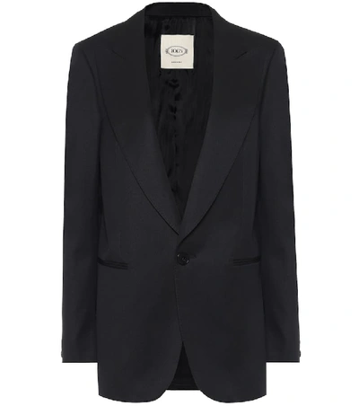 Shop Tod's Gabardine Blazer In Black