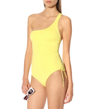 Shop Melissa Odabash Polynesia One-shoulder Swimsuit In Yellow