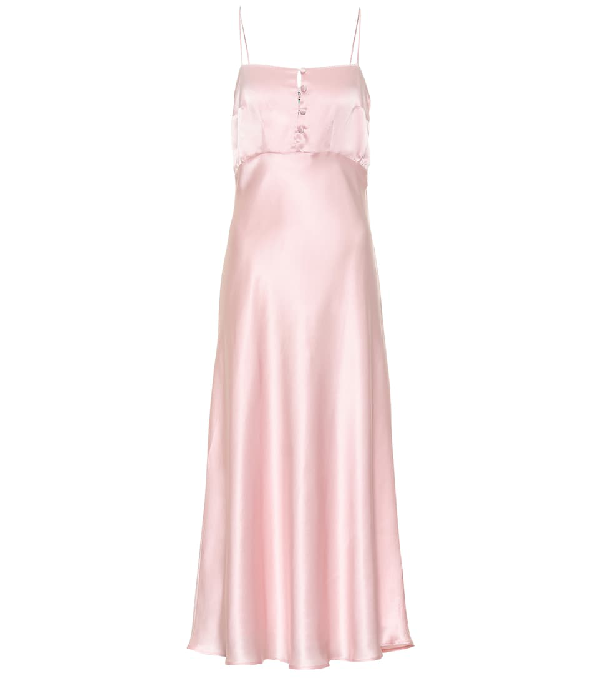 pink silk slip dress