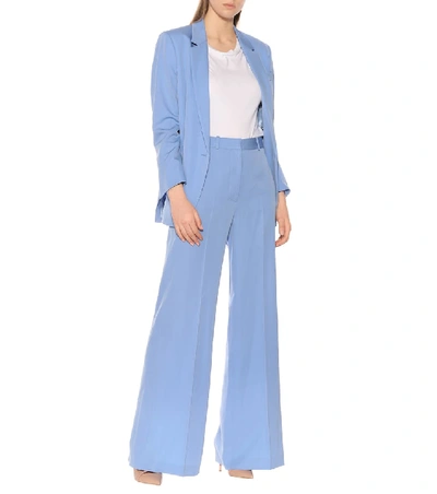 Shop Stella Mccartney Wool Wide-leg Pants In Blue