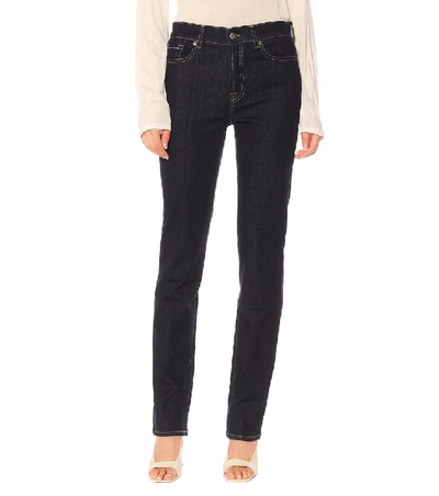 Shop 7 For All Mankind High-rise Straight Jeans In Blue