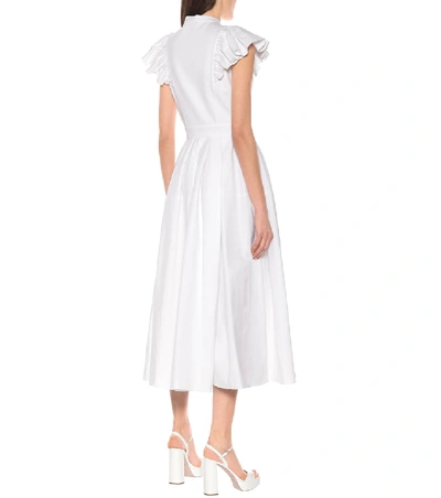 Shop Alexander Mcqueen Cotton Midi Dress In White