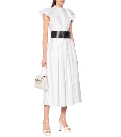 Shop Alexander Mcqueen Cotton Midi Dress In White