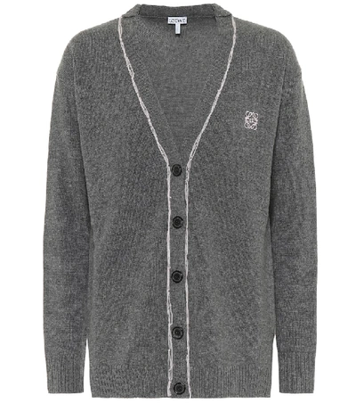 Shop Loewe Wool Cardigan In Grey