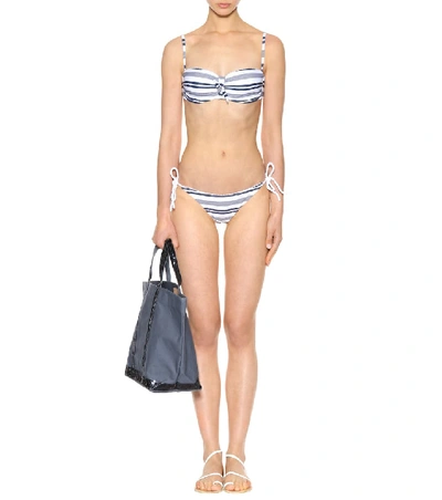 Shop Heidi Klein Striped Seersucker Bikini Top In White