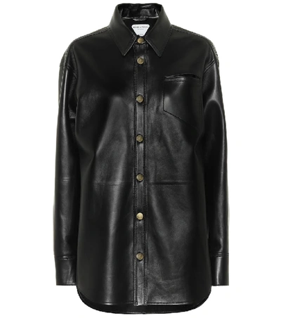 Shop Bottega Veneta Leather Shirt In Black