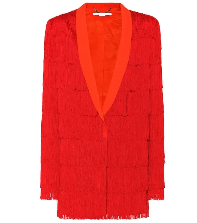Shop Stella Mccartney Fringed Wool Jacket In Red