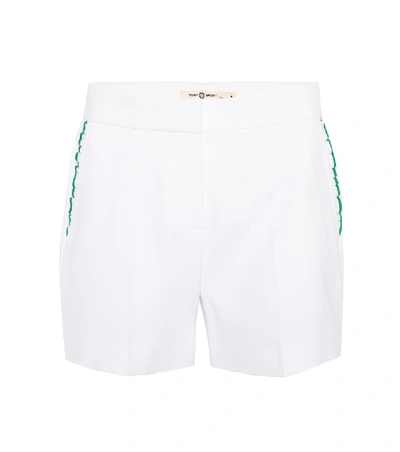 Shop Tory Sport Ruffle-trimmed Shorts In White
