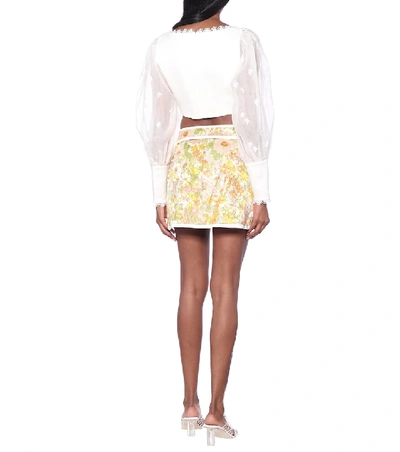 Shop Zimmermann Super Eight Flutter Linen Crop Top In White