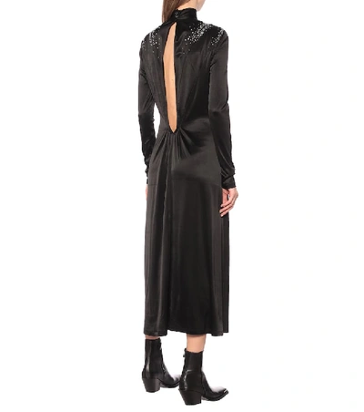 Shop Rabanne Embellished Satin Midi Dress In Black