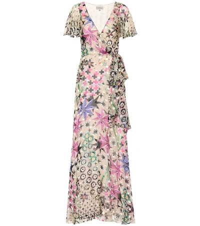 Shop Temperley London Claudette Chiffon Wrap Dress In Beige