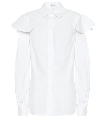 Shop Loewe Capped-sleeve Cotton Shirt In White