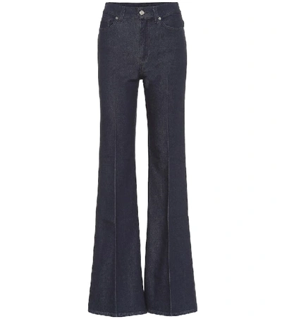 Shop 7 For All Mankind Minimal High-rise Flared Jeans In Blue