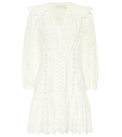 Shop Zimmermann Honour Corset Lace Minidress In White