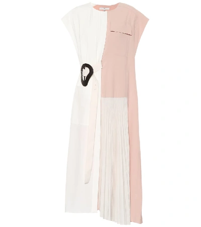 Shop Tibi Edith Pleated Crêpe Dress In Pink