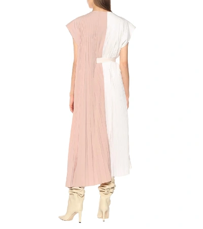 Shop Tibi Edith Pleated Crêpe Dress In Pink