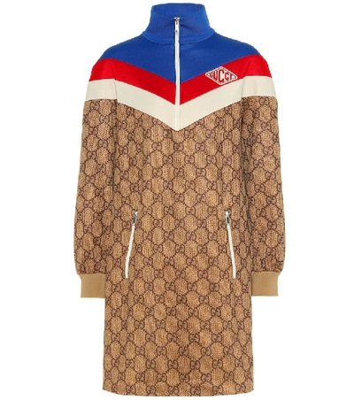Shop Gucci Gg Technical Jersey Dress In Multicoloured