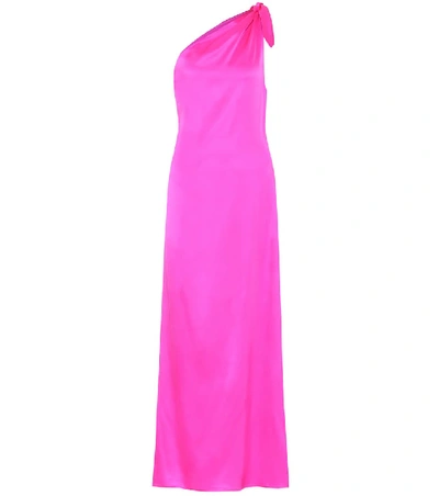 Shop Bernadette Lucy Silk-satin One-shoulder Dress In Pink