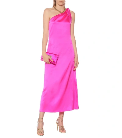 Shop Bernadette Lucy Silk-satin One-shoulder Dress In Pink