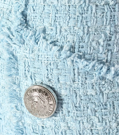 Shop Balmain Cotton-blend Tweed Miniskirt In Blue