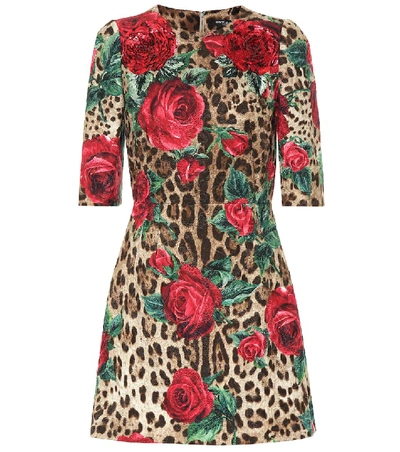 Shop Dolce & Gabbana Printed Cotton And Silk Minidress In Multicoloured