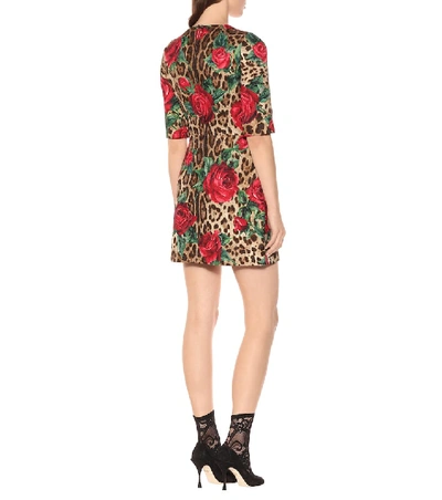 Shop Dolce & Gabbana Printed Cotton And Silk Minidress In Multicoloured