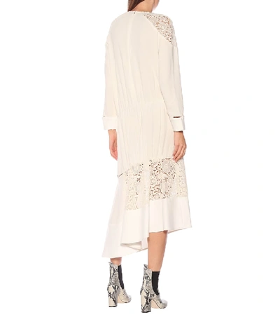 Shop Tibi Asymmetric Guipure Lace Midi Dress In White