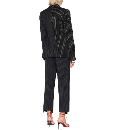 Shop Monse Striped Wool Blazer In Black