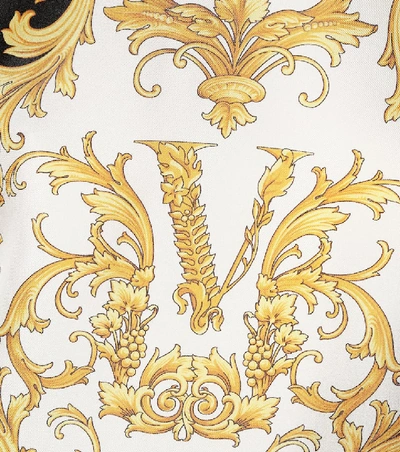 Shop Versace Printed Silk Top In Gold