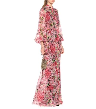 Shop Giambattista Valli Floral Silk Maxi Dress In Pink