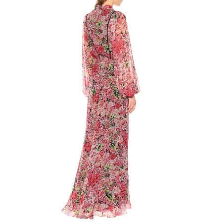 Shop Giambattista Valli Floral Silk Maxi Dress In Pink