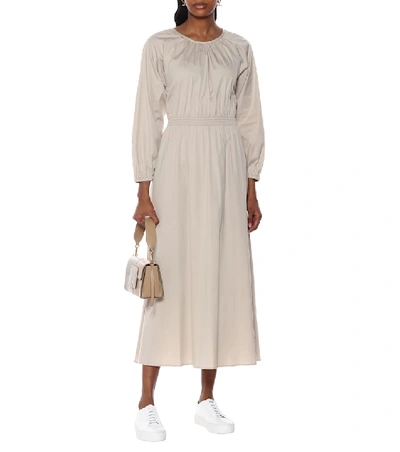 Shop Max Mara Guelfi Cotton-blend Midi Dress In Beige