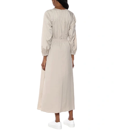 Shop Max Mara Guelfi Cotton-blend Midi Dress In Beige