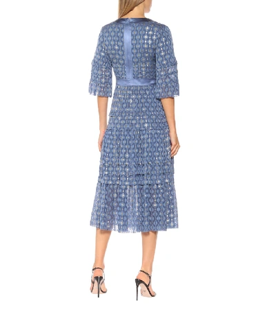 Shop Temperley London Suki Silk Blend Midi Dress In Blue