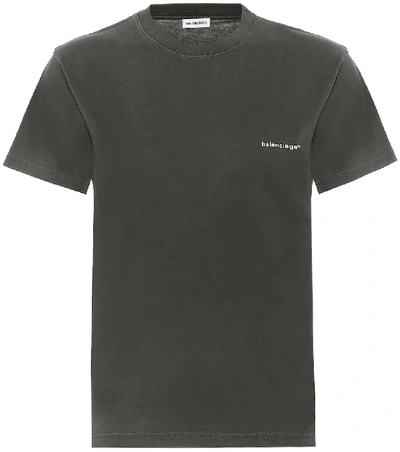 Shop Balenciaga Logo Cotton-jersey T-shirt In Black