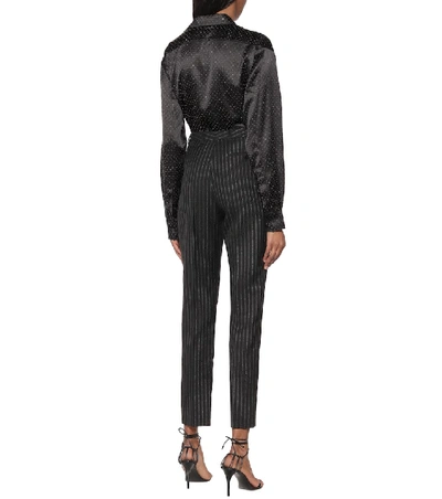 Shop Saint Laurent Pinstriped Wool Pants In Black