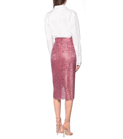 Shop Dolce & Gabbana High-rise Lace Pencil Skirt In Pink