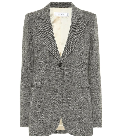 Shop Victoria Beckham Donegal Tweed Blazer In Grey