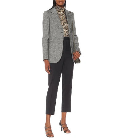 Shop Victoria Beckham Donegal Tweed Blazer In Grey